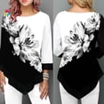 thumbnail image 4 of [Cy] mujer estampado Floral O cuello manga larga Irregular dobladillo túnica blusa superior suelta camisapangjing, 4 of 4
