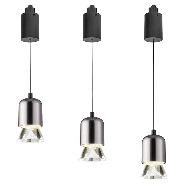 FSLiving Lampe de Pendaison Réglable 7W Type H Rétractable avec Abat-Jour en Aluminium et Acrylique Minimaliste Lampe Filaire Réglable pour Intérieur, Perle Noire-3 Pcs