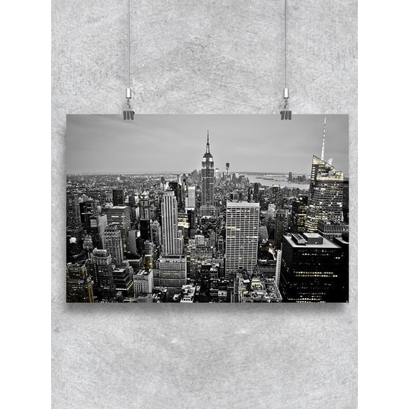 New York City Skyline At Night Poster -Image by Shutterstock