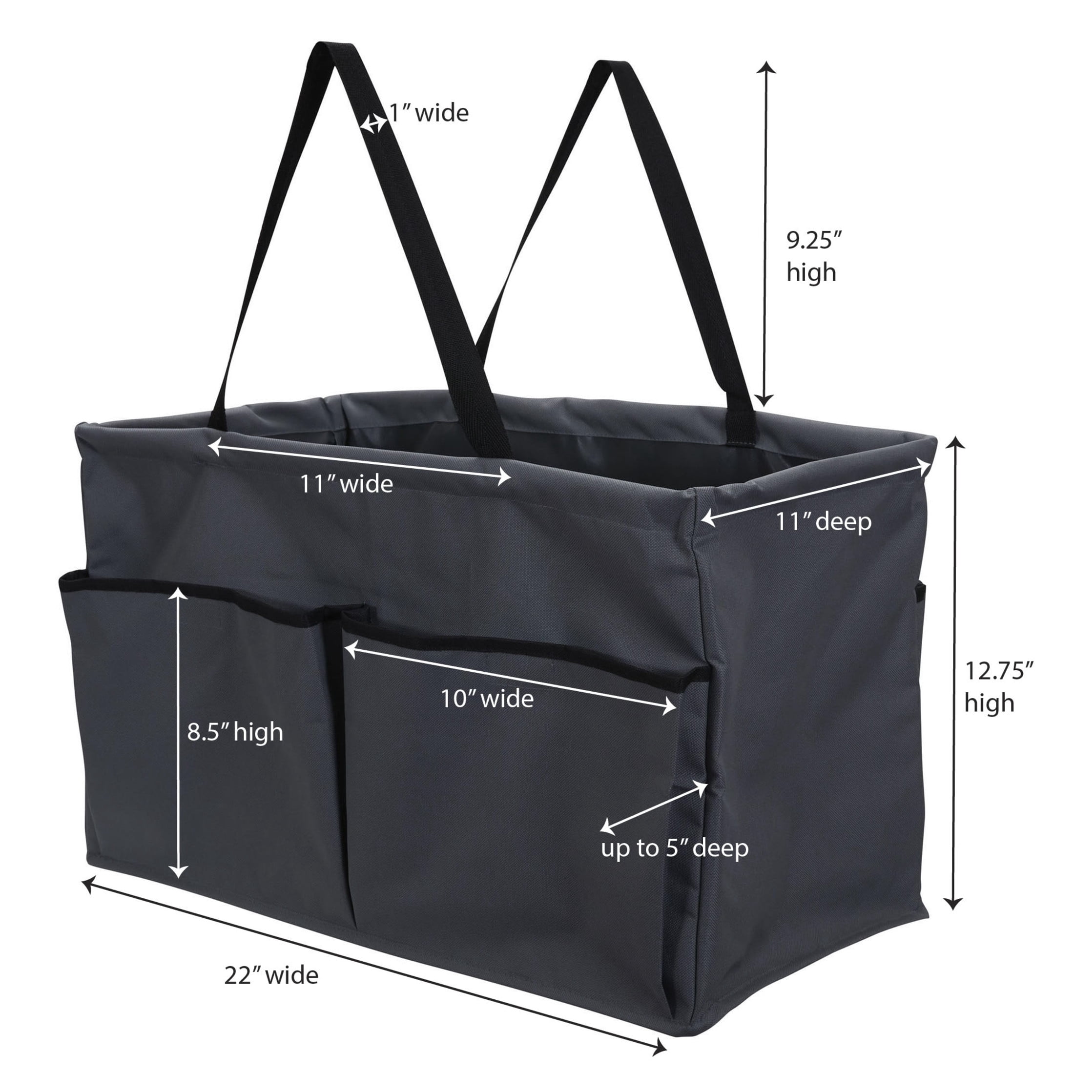 Household Essentials Gray Krush Container All-Purpose Utility Tote with Pockets