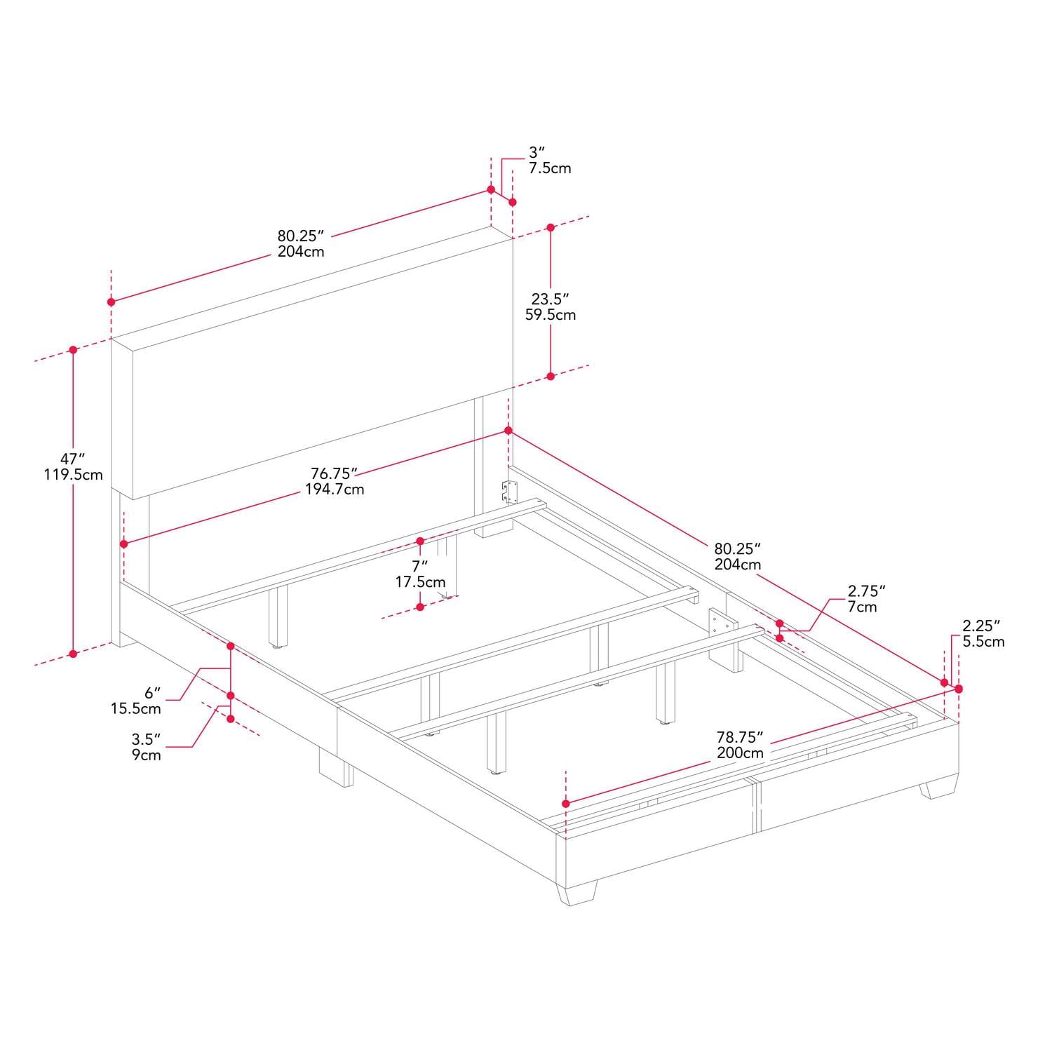 CorLiving Celeste Modern Upholstered Adult King Bed Frame with Headboard, Box Spring Required