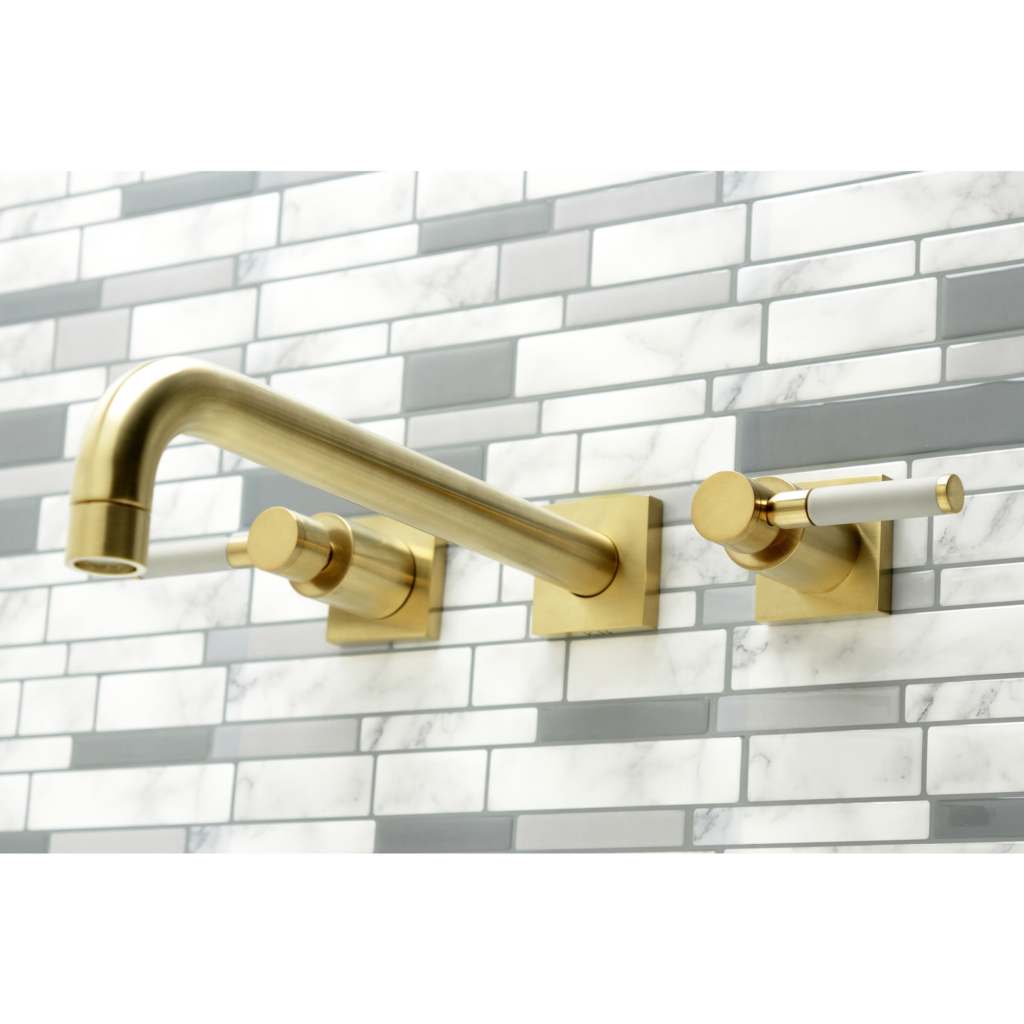 Kingston Brass KS6057DKL Kaiser Two-Handle Wall Mount Roman Tub Faucet, Brushed Brass