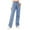 Light Blue, variant on Women Fashion Solid Loose Button Pant Pocket Washed Polished Waist Ripped Jeans Trousers Women'S Jeans Black Xl