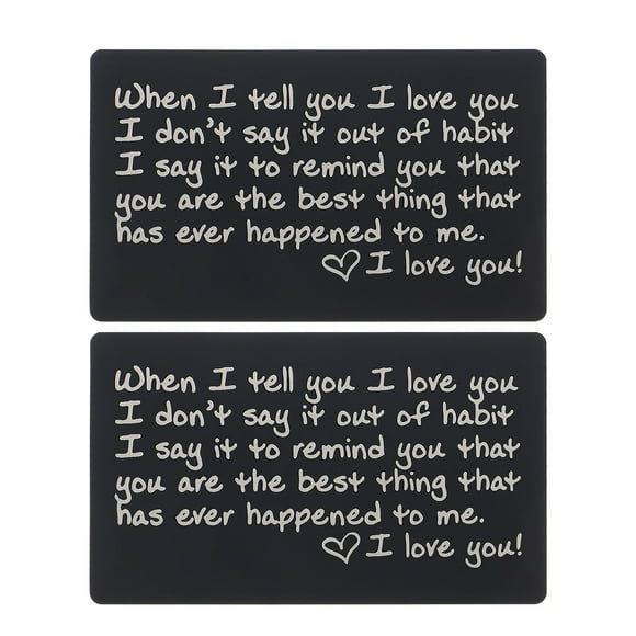 2Pcs Decorative Wallet Inserts Engraved Aluminum Cards for Wallet Valentine's Day Gifts