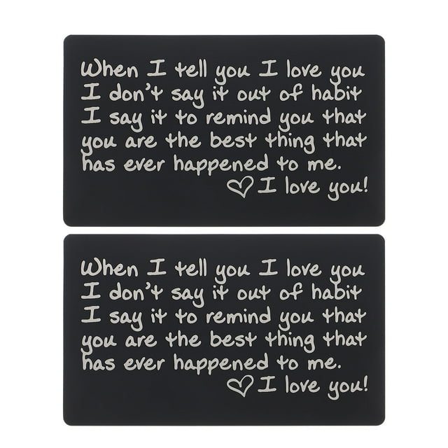 OULII 2Pack Aluminum Wallet Cards Engraved Message for Valentine s Day Lovers