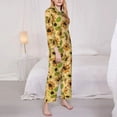thumbnail image 3 of Honeii Sunflowers print Women's Pajama Sets Long Sleeve Button Down Sleepwear Nightwear Soft Pjs Lounge Sets-X-Large, 3 of 7