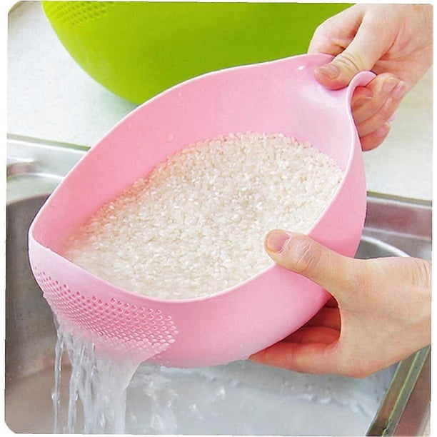 Rice Wash Sieve Plastic Pink Rice Washer Strainer Multipurpose Drain Basket for Vegetable Fruit