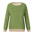 thumbnail image 4 of CLOISE Women Sweatshirt Striped Color Block Oversized Sweatshirts Crewneck Long Sleeve Hoodies Shirts Green Basic Blouses Fall Tunic Y2k Outfits XL, 4 of 5