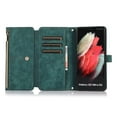 thumbnail image 5 of Wallet Case for Samsung Galaxy S21 Ultra with Zipper Pouch,Magnetic PU Leather Flip Folio Stand Card Slot with Hand Strap and Cross Body Strap Case Cover for Galaxy S21 Ultra, Darkgreen, 5 of 10