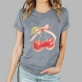 thumbnail image 5 of Rezuofi 1 Pcs Women's Graphic Vintage Tees Cherry Bow Letter Print Round Neck T Shirt Casual Summer Short Sleeve Trendy Tops, 5 of 5