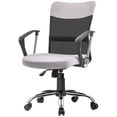 thumbnail image 1 of Grey Linen-Feel Adjustable Office Chair with Lumbar Support - Mid-Back Task Chair for Home Office & Desk, 23.5" x 26" x 39.8", 1 of 7