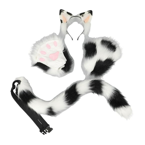 Runquan Cat Ears Tail and Paws Animal Ears for Graduation Ceremony Role Playing Prom A