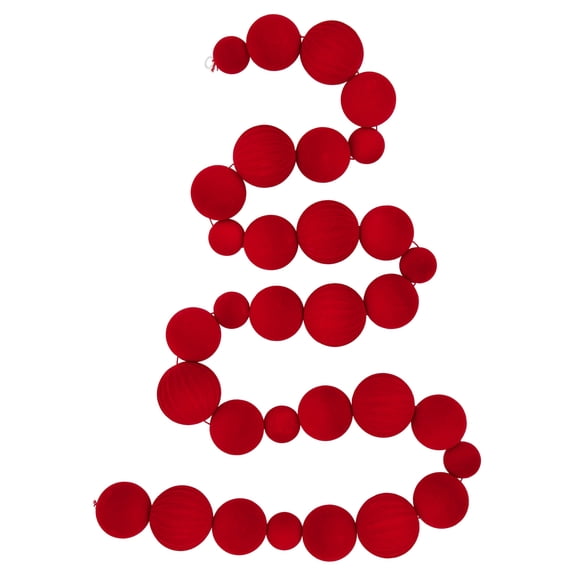 Velvet-Feel Ornament Christmas Garland, Red, 6', by Holiday Time