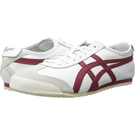 Onitsuka Tiger Mexico 66 Fashion Sneaker, White/Burgundy, 10.5 M Men's US/12 Women's M US