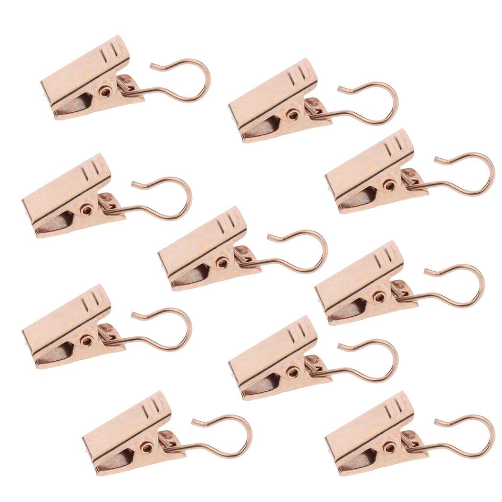10 Pieces Heavy Duty Curtain Clips with Hook Spring Clamps Hanger Clips Gold 