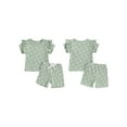 thumbnail image 2 of Suealasg Toddler Girl 2 Piece Summer Outfit Short Sleeve Floral Print T-Shirt Tops +Elastic Waist Shorts 6M 1T 2T 3T 4T Kids Baby Girls Casual Clothes, 2 of 9