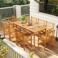 thumbnail image 2 of Gymax 9-Pieces Patio Dining Table Set w/8 Chairs Slatted Tabletop 1.96'' Umbrella Hole, 2 of 10