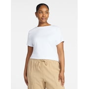 Time and Tru Womens Slim Fit Crewneck Tee with Short Sleeves, Sizes XS-L