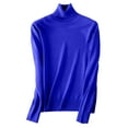 thumbnail image 4 of Mock Neck Tops for Women Long Sleeve Dressy Casual Lightweight Basic Knitted Pullover Sweater Royal Blue L, 4 of 4