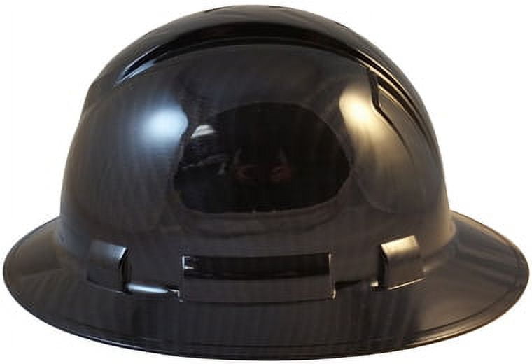 Pyramex Full Brim RIDGELINE Hard Hat Shiny Black Graphite Pattern - 4 Point Suspension