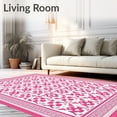 thumbnail image 2 of ODIKA 5'x7' Machine Washable Non-Slip Area Rug, Tile Inspired Padded Comfort Floor Cover High Traffic Rug with Pad, Pink, 597611, 2 of 8