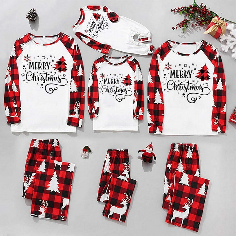 Juebong Holiday Matching Family Christmas Sleeper Pajamas Matching