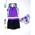 thumbnail image 2 of DPOIS Kids Girls 3Pcs Dance Yoga Tankini Swimsuit Y-back Crop Top Briefs Boyshorts Rash Guard Swimwear Purple 12, 2 of 6