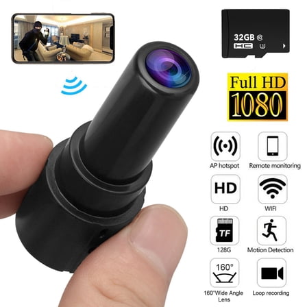 WIKCOVER 1080P HD Mini Camera with 32GB SD Card Motion Detection Night Vision Waterproof Spy Camera for Real-Time Remote Monitoring
