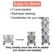 iHomeGarden 2 Pack of 7 Tier Strawberry Planter Tower, Stackable Vertical Garden Planter with Wheels for Herbs Flowers Vegetables, Gray