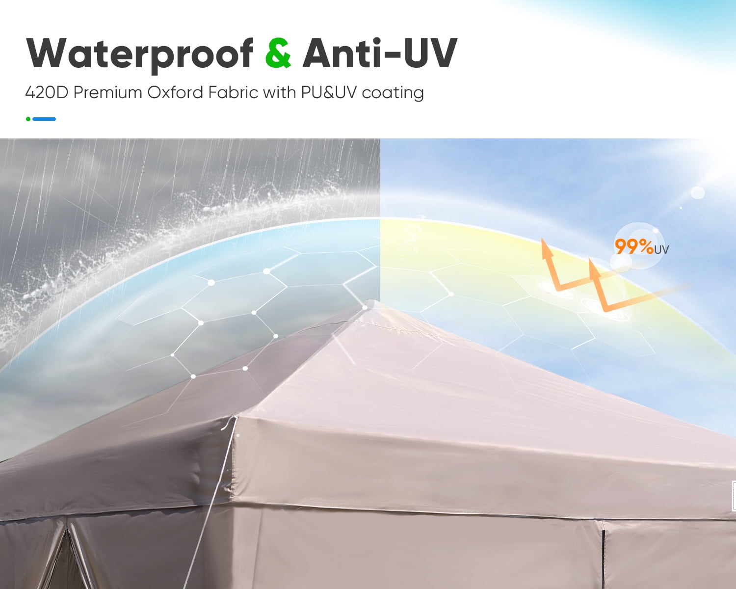 Quictent 10'x10’Pop up Canopy with Sidewalls, Enclosed Instant Gazebo Shelter Waterproof (Beige)