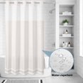thumbnail image 2 of No Hook Shower Curtain, Farmhouse Beige White Striped Shower Curtains for Bathroom with See Through Top Window, Modern Stripes Waterproof & Washable Bath Curtain Stand Up Stall 36"x72", 2 of 9