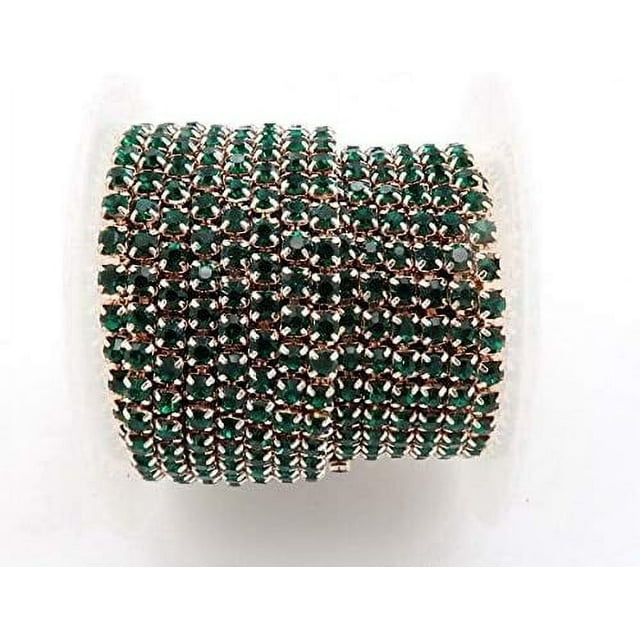 HUGFEGWE 5Yard High Density 4mm Rhinestone Cup Chain Sew On Glue On DIY Trimming-Crystal Rhinestones for Crafts-Rhinestones for Sewing-Rhinestone Close Chain-Rhinestone Chain for Jewelry Making