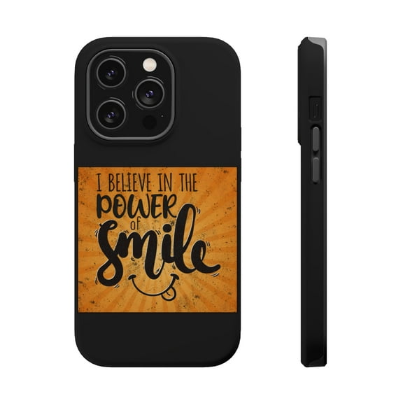DistinctInk Tough Case for Apple iPhone 15 PRO (6.1" Screen), Compatible with MagSafe Charging - Believe In Power Of Smile