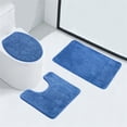 thumbnail image 3 of GZJCKJY Bathroom Rugs Sets 3 Piece with Toilet Cover, Bath Mats for Bathroom Non Slip, U-Shaped Contour Toilet Mat, Absorbent Bath Mat Set, Machine Washable Bath Rugs for Bathroom Floor, Blue, 3 of 3