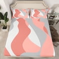 thumbnail image 2 of jejeloiu Modern Geometric Striped Queen Sheet Sets,Pink White Gray Bed Set For Girls Kids 4pcs, 2 of 7