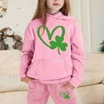 thumbnail image 2 of Zylarhe Girls Boys Sweatshirt Girls Long Sleeve Hoodie Pullover and Pants Set Warm Solid Color Sweat Suit Outfits for Toddler Kids Pink 12-13 Years, 2 of 4