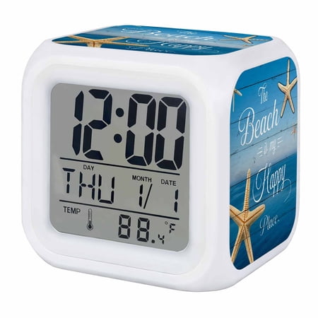 Alarm Clocks The Beach Is My Happy Place Digital Clock 7 Color LED Night Light Silent Non Ticking photo Alarm Clocks The Beach Is My Happy Place Digital Clock 7 Color LED Night Light Silent Non Ticking