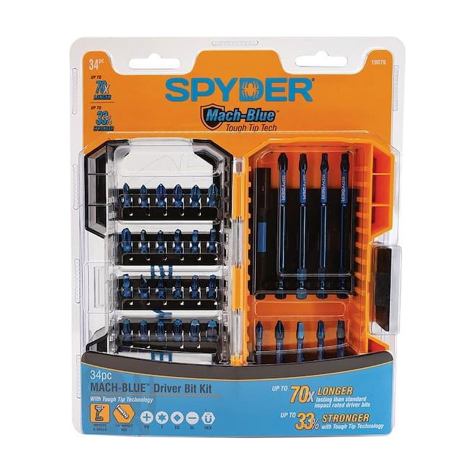 Spyder 19079 Mach-Blue 1/4-in x Phillips/Square/Torx Impact Driver Bit