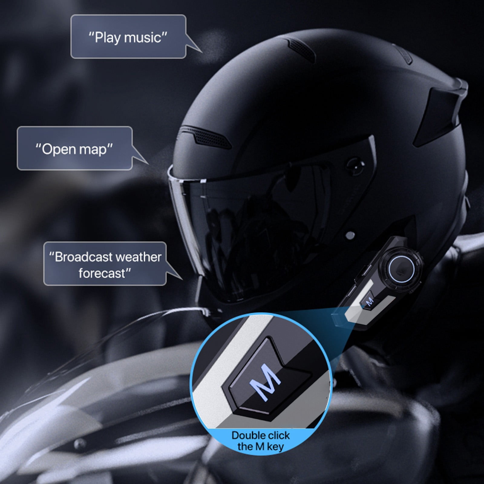 Qholemyo Motorcycle Helmet Bluetooth 5.0 Headphones Intelligent Noise Reduction Long Distance Wireless Earphones