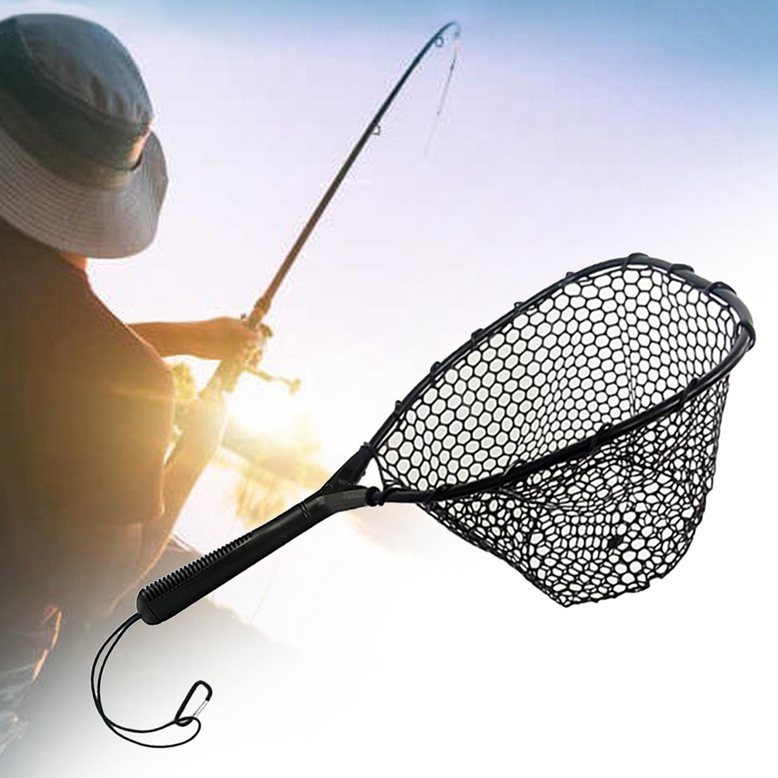 QccHieUs Fishing Landing Net Catching Mesh Net Nonslip Grip Sturdy Fishing Tool Catch and C