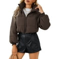 thumbnail image 2 of Liacowi Women Juniors Quilted Puffer Coat Winter Lightweight Long Sleeve Warm Outerwear Stand Collar Padded Jacket with Pockets, 2 of 7