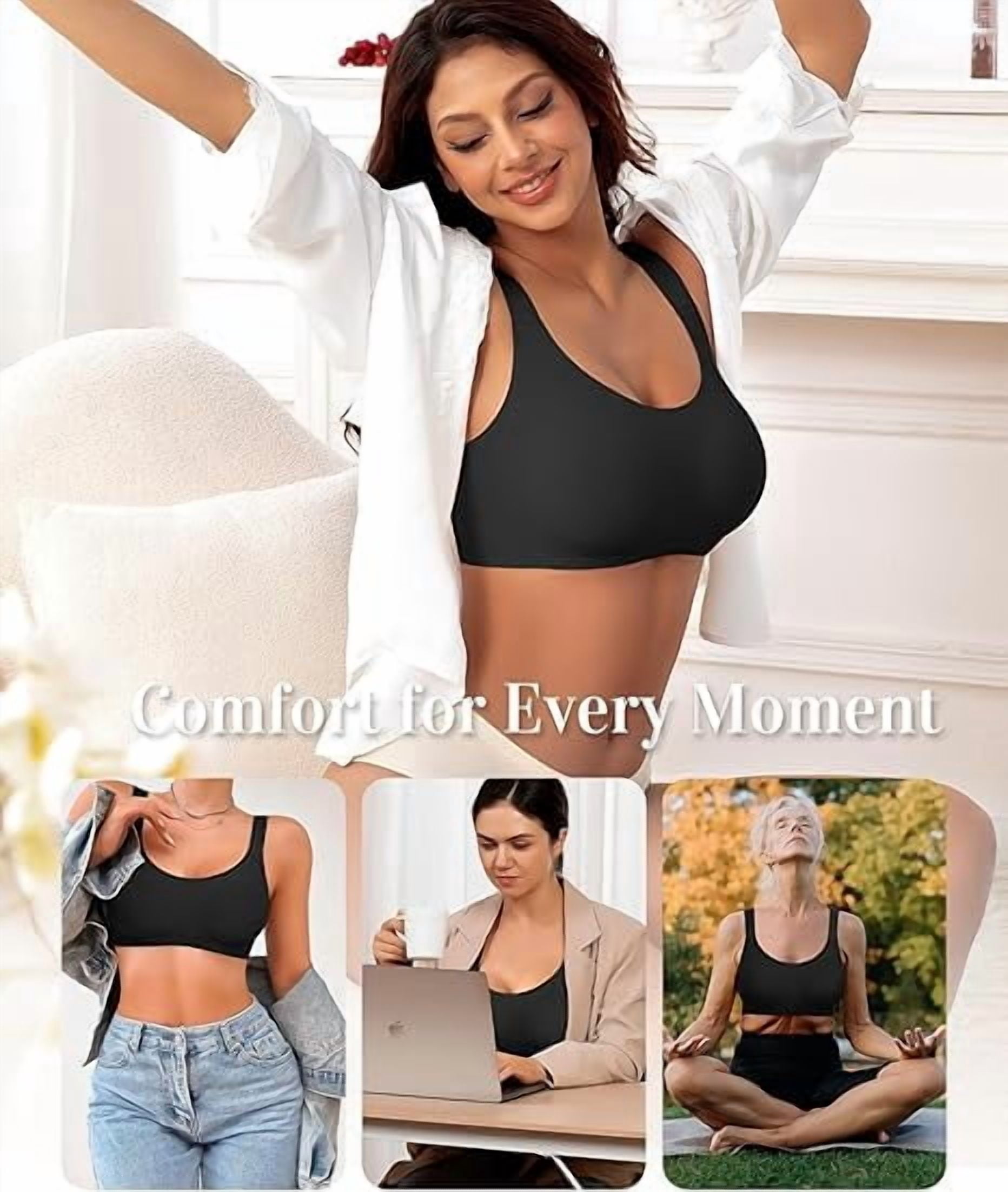 Werena Wireless Bras for Women No Underwire Seamless Full Coverage Comfortable Everyday Bra with Medium Support