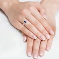 thumbnail image 2 of GemsNY September Birthstone - Dainty Pear Shape Blue Sapphire Halo Ring with Pave Set Diamonds (Grade - AAA | 1.18cttw), 2 of 4