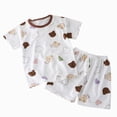 thumbnail image 1 of gdxvjhbj Kid Girl Pajamas Girls Ruffle Short Sleeve Button Front Top with Ruffle Short, 2-Piece Pajama Set Size 7-8 (Brown,7-8 Years), 1 of 4