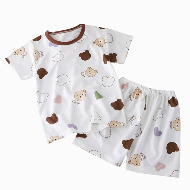 gdxvjhbj Kid Girl Pajamas Girls Ruffle Short Sleeve Button Front Top with Ruffle Short, 2-Piece Pajama Set Size 7-8 (Brown,7-8 Years)