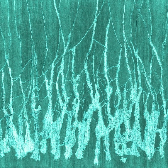 Ahgly Company Machine Washable Indoor Square Abstract Turquoise Blue Contemporary Area Rugs, 7' Square