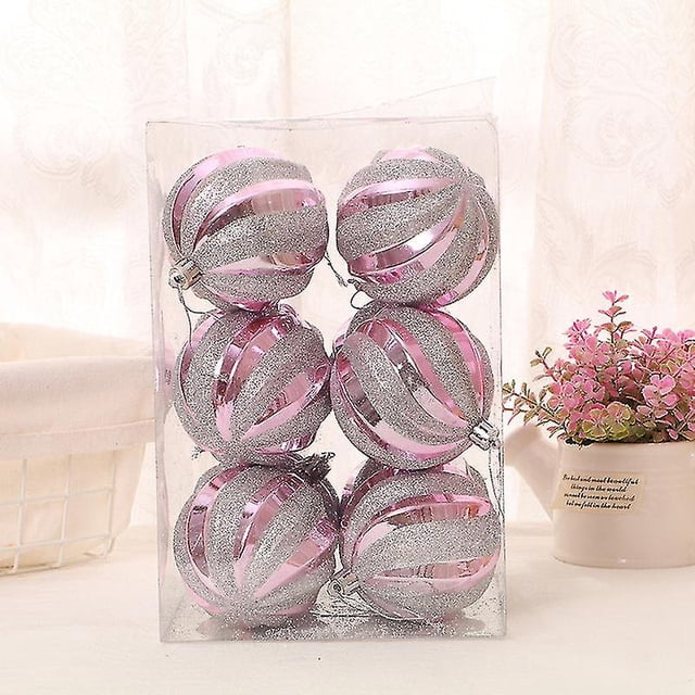12 bolas navideñas pintadas a mano de alta gama, bolas pintadas de 8 cm, color rosa
