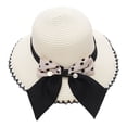 thumbnail image 1 of Sombrero de circunferencia de 56-58cm para mujer, Sombrero de Paja de verano para exteriores, playa, sombrero con lazo, sombrero de ala grande, protector solar para mujer, 1 of 5