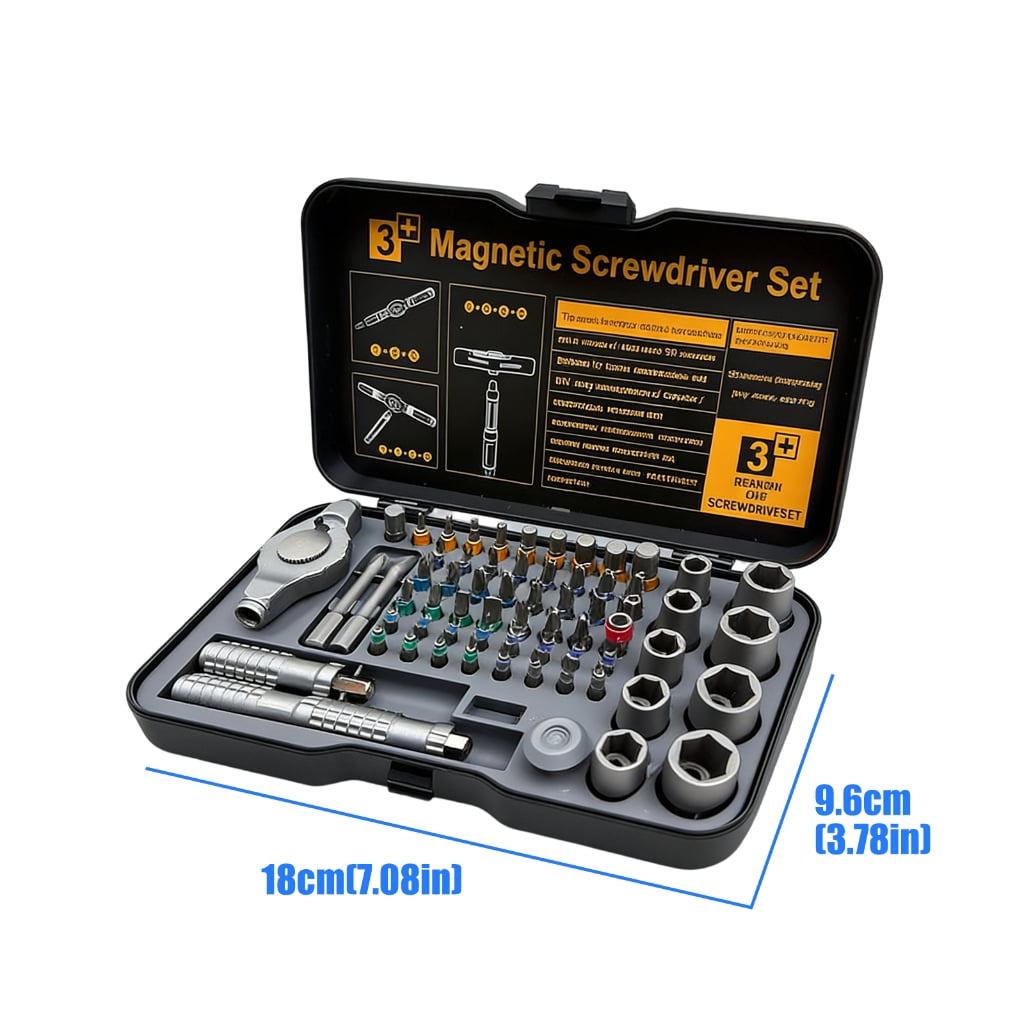 Premium 66 Piece Screwdriver Set Featuring Steel Shafts And Storage Case Ergonomic Screwdriver