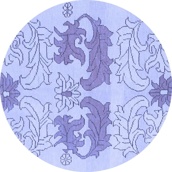 Ahgly Company Machine Washable Indoor Round Abstract Blue Modern Area Rugs, 7' Round